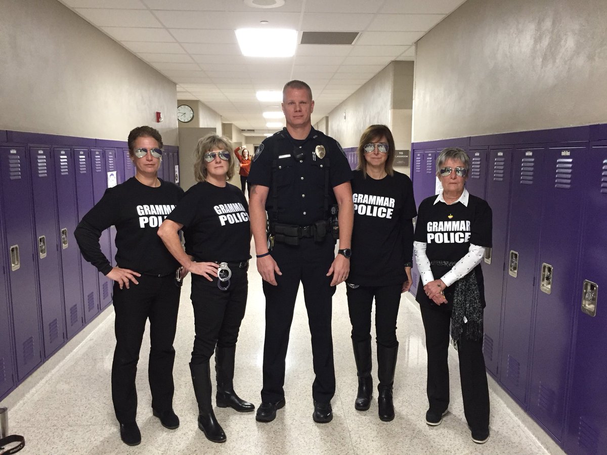 We mean business! #grammarpolice #toserveandcorrect #Halloween2017 <a href="/MaumeeYB/">Maumee Yearbook</a>