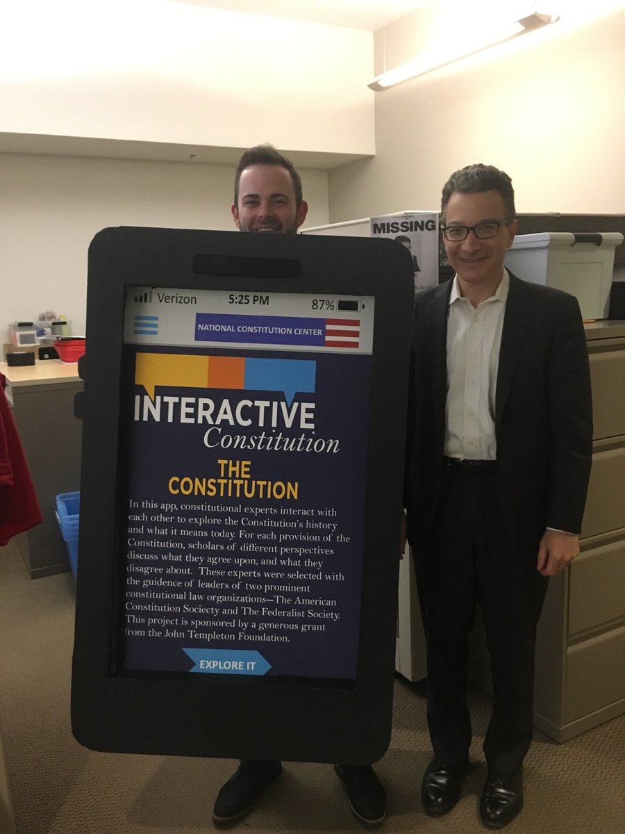 RosenJeffrey's tweet photo. Thanks to Chris McGinnis for best @ConstitutionCtr Costume: the walking #InteractiveConstitution! https://t.co/9enDWr3WFH