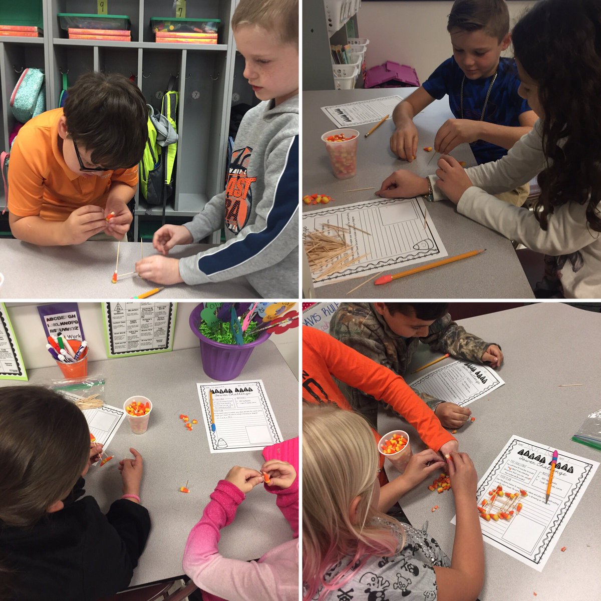 2nd grade Halloween team building is going down <a href="/PineLevelES/">PineLevelES</a> today!! Stay tuned to see which team can build the tallest tower! 🎃#candycorntowerchallenge #teamworkmakesthedreamwork #JoCo2020