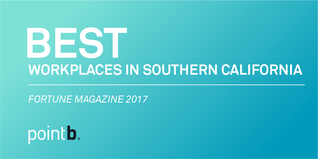 PointB's tweet photo. #PointBSoCal has been named one of the top #BestWorkplaces by @FortuneMagazine! https://t.co/GkrKd4Kra8 https://t.co/UMsGMr2vNr
