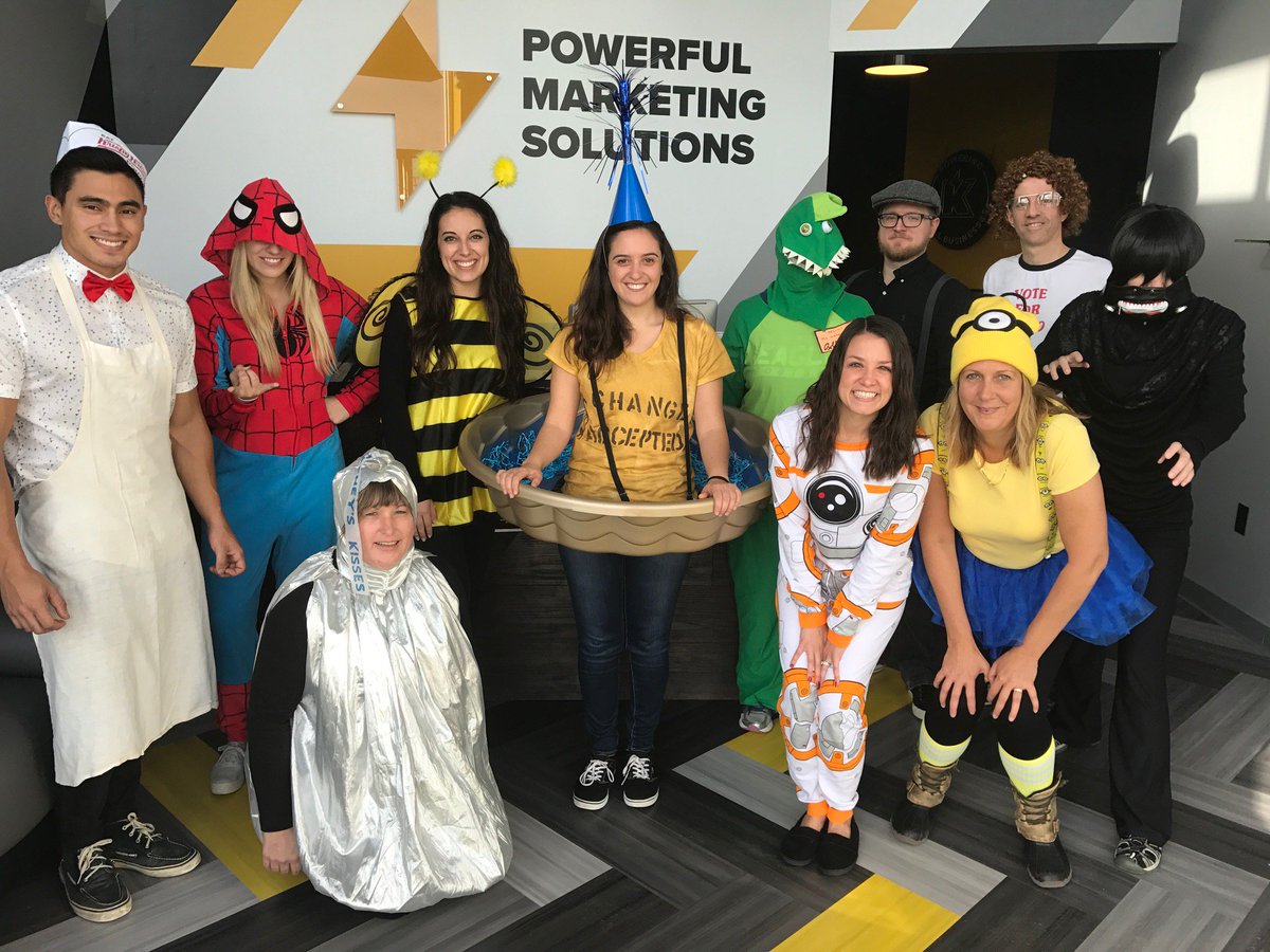 kickcharge's tweet photo. What's a creative #agency without some killer #costumes? Happy #Halloween! #agencylife #adagency #NJadagency https://t.co/YN6LLFxHNS