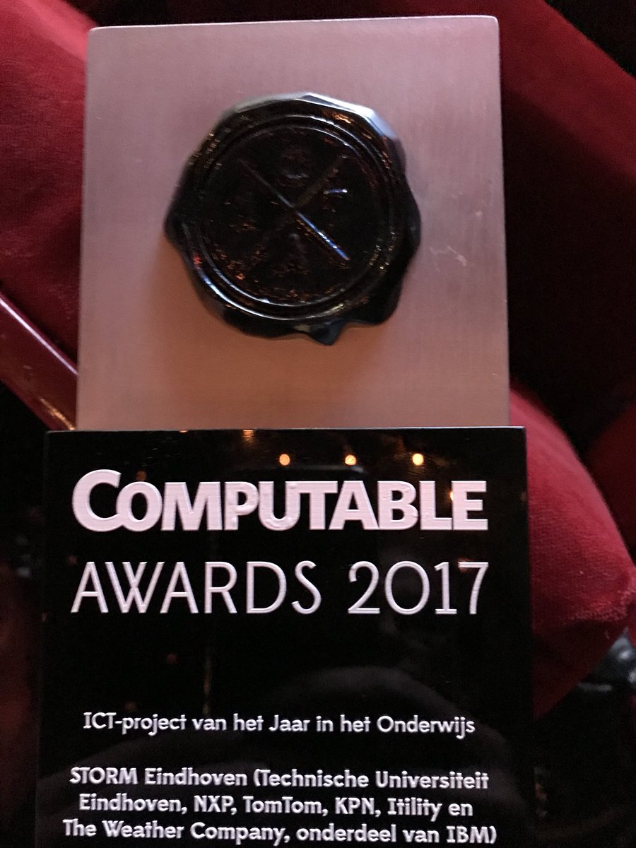 STORMEindhoven's tweet photo. Proud Winner of the Dutch #ComputableAwards 2017 with @IBMBenelux @NXPNL @itilitybv @KPNIoT @TomTomBenelux @weathercompany https://t.co/98lRorHCJZ