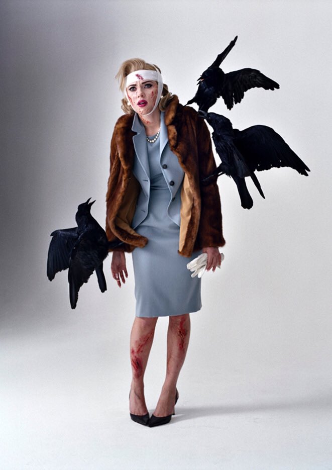 Natasha's sitting outside the Avengers tower handing out candy this year, and she's gone. All. Out.