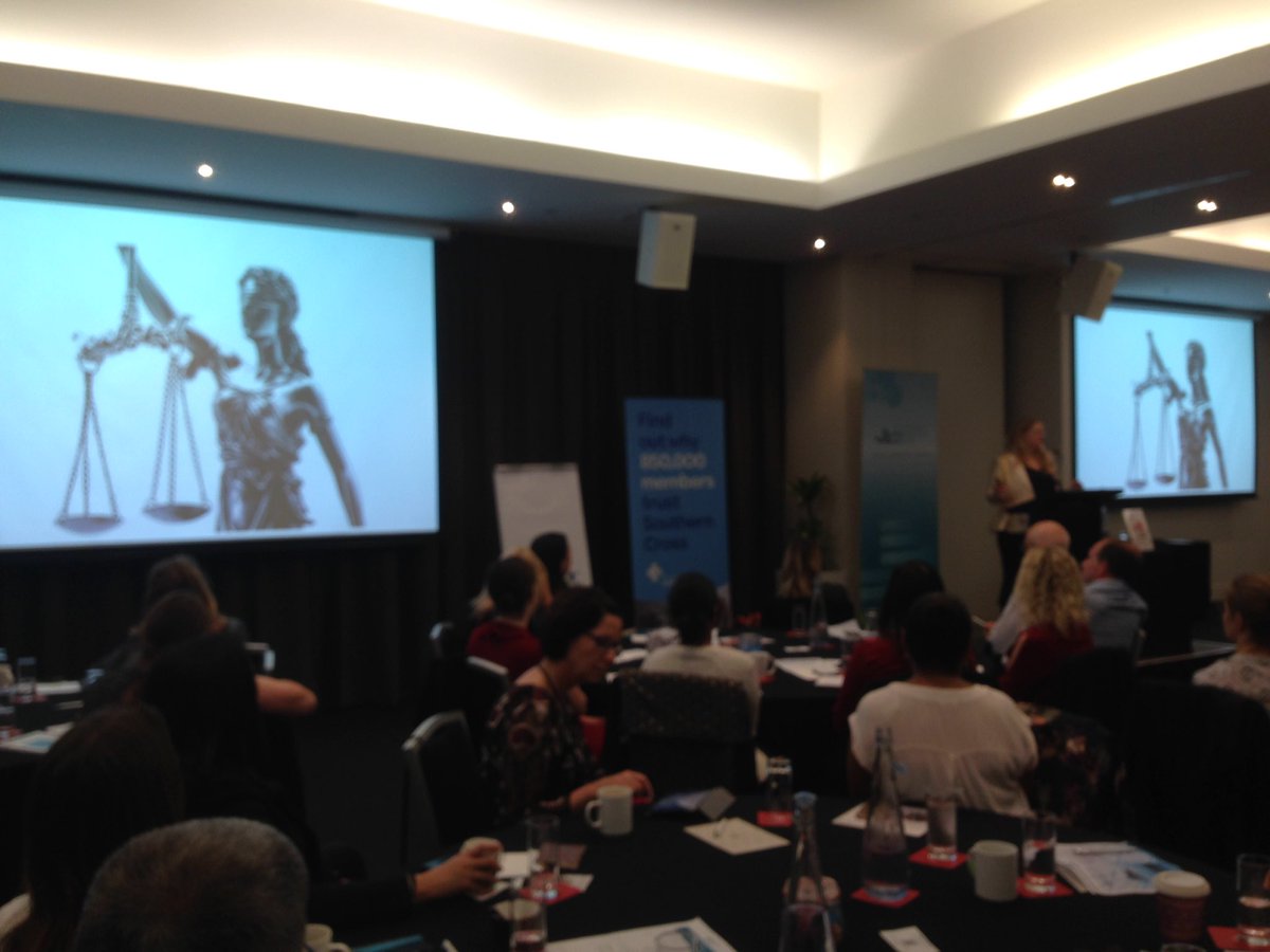 RemNetNZ's tweet photo. Jo Copeland talks about #Equalpay at Remnet Conference. The image is of Lady Justice - progress is being made! #remnz17 https://t.co/jOFii4sGi2