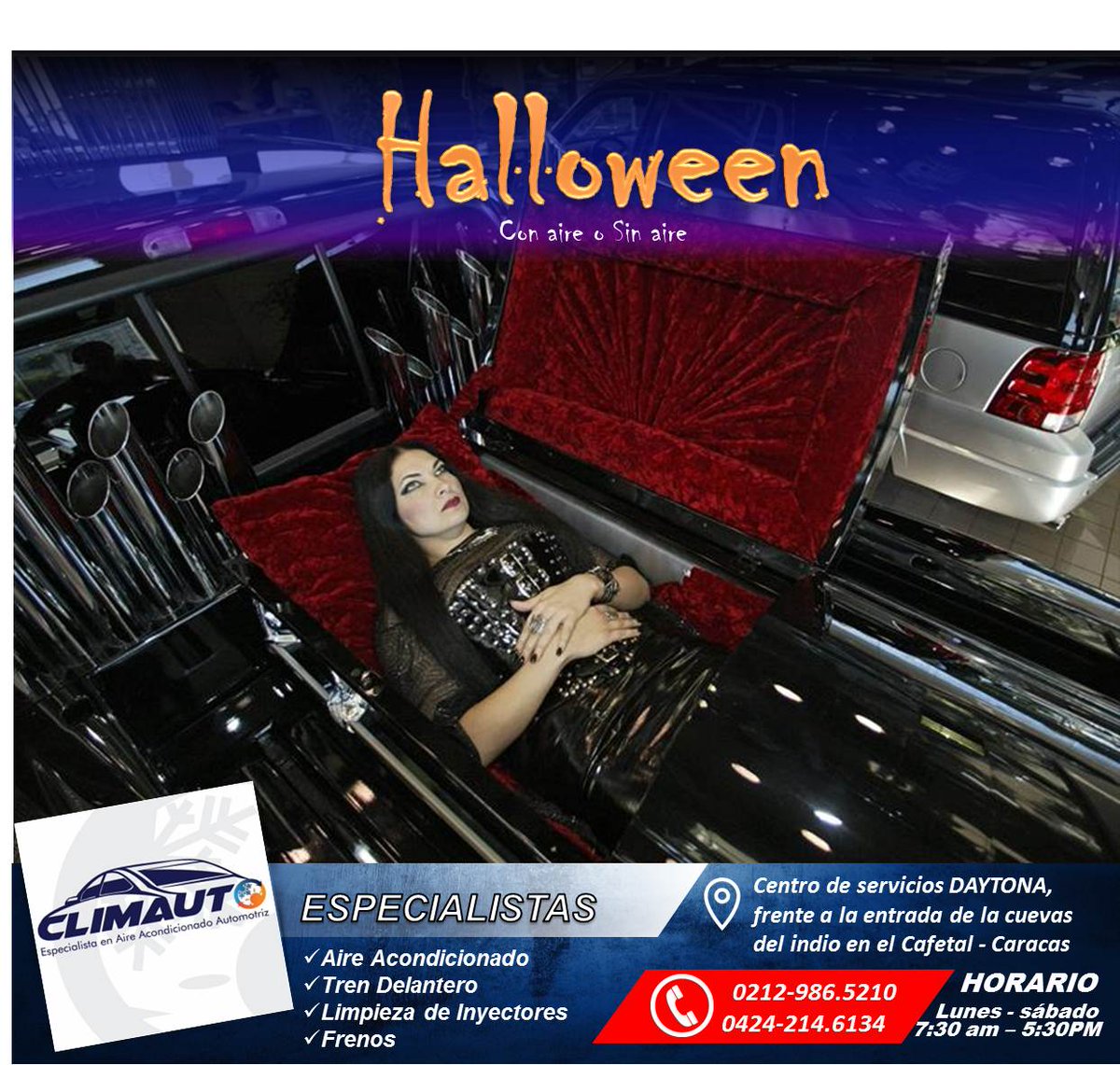 MSclimauto's tweet photo. FELIZ #Halloween2017 , no importa el tipo de vehiculo si tiene aire nosotros lo reparamos https://t.co/tHBkAzDXdS