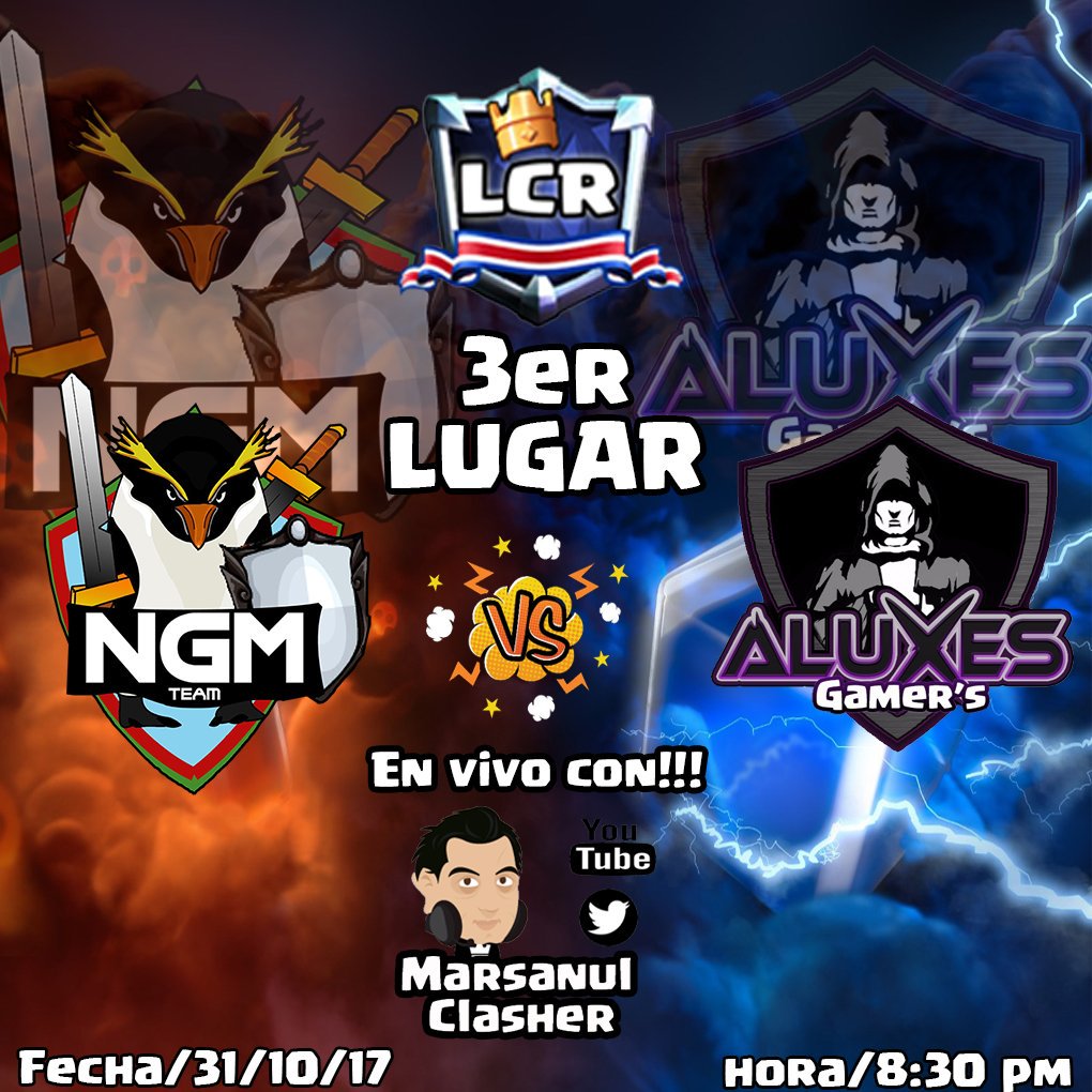 LCR_ClashRoyale's tweet photo. Hoy por el #3erLugar de la #LCR @NGM__Team vs @AluXesGamers en vivo por @marsanul #8:30pm https://t.co/TcepaQfVaK