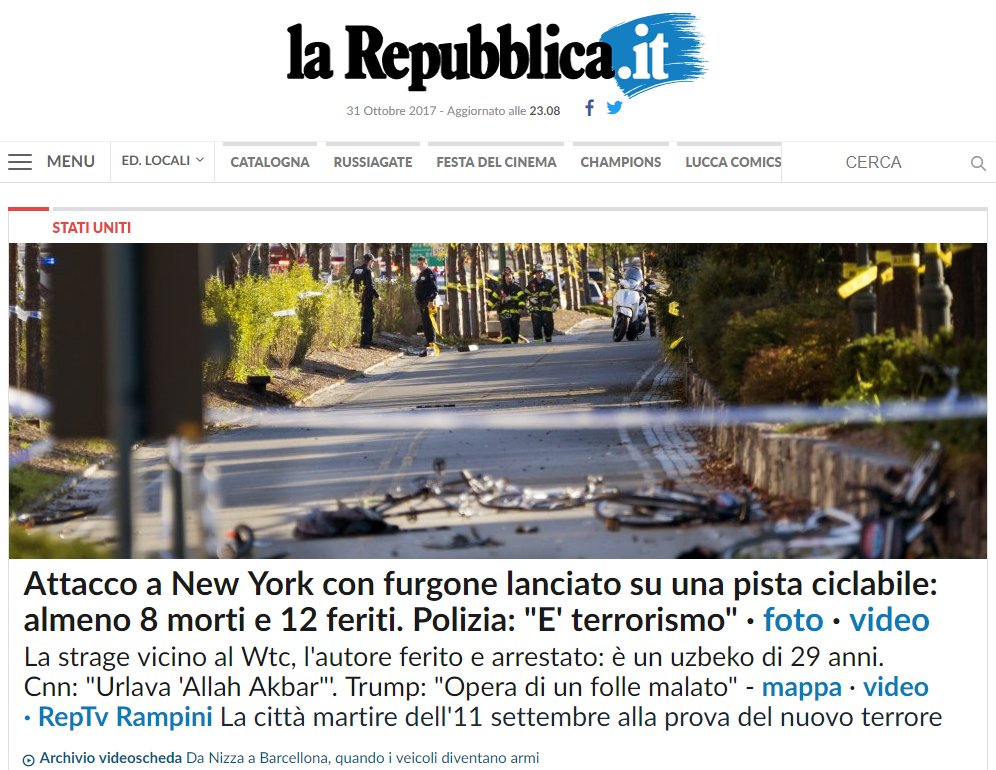#NewYork
Nuove vittime nel nome di #Allah.
La società multiculturale è un fallimento. Quando lo capirete potrebbe essere troppo tardi.