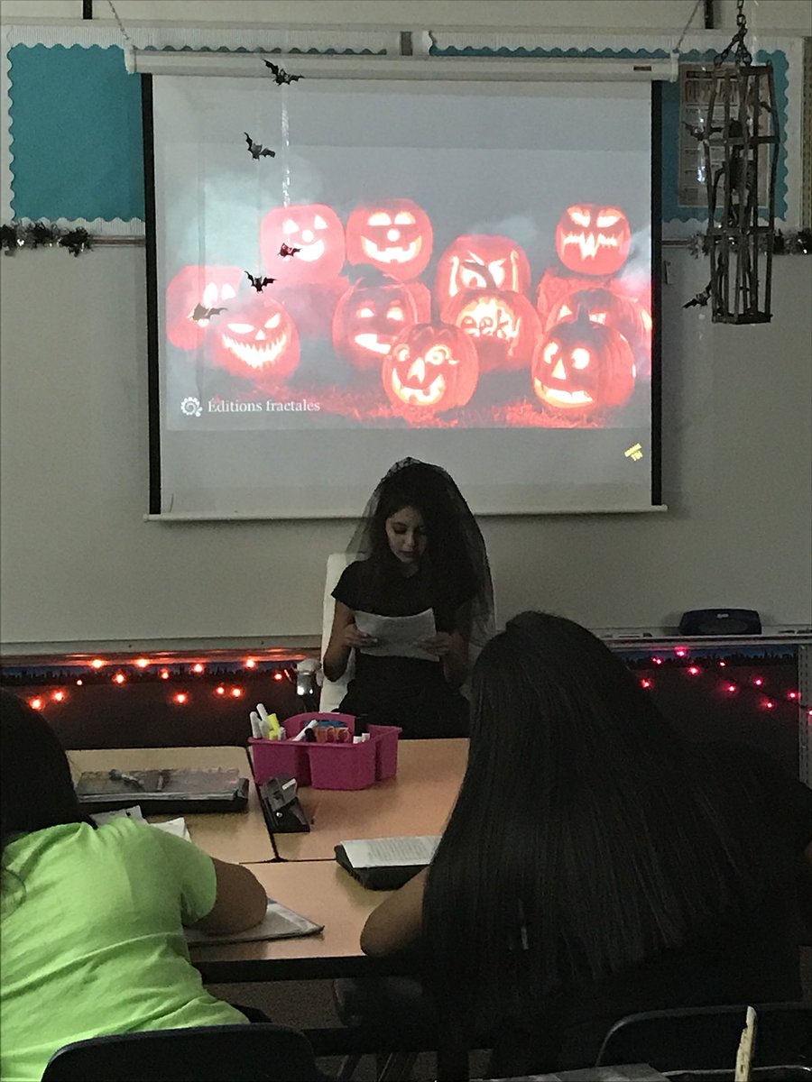 Valencia_lms's tweet photo. Halloween means sharing their scary stories for these 8th grade ELA students. 👻🎃 @LMSCougarPride #futureauthors #spookymasterpiece https://t.co/eAOd8iZv9a
