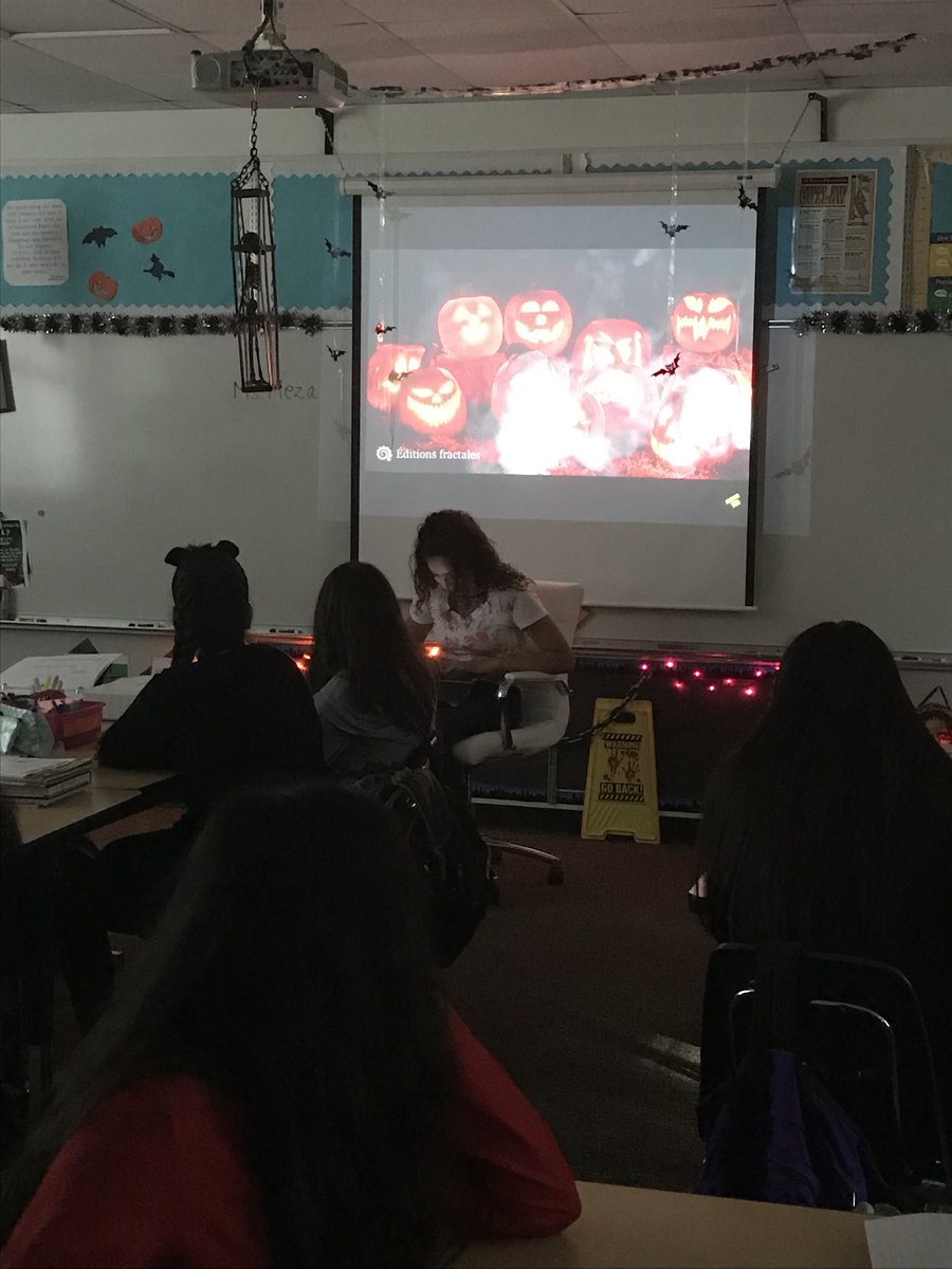 Valencia_lms's tweet photo. Halloween means sharing their scary stories for these 8th grade ELA students. 👻🎃 @LMSCougarPride #futureauthors #spookymasterpiece https://t.co/eAOd8iZv9a