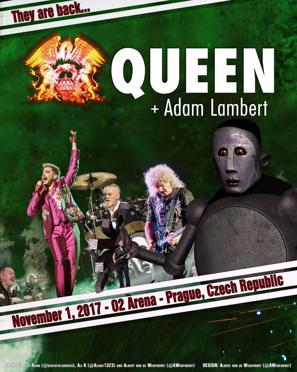 AWerfhorst's tweet photo. They are back! @QueenWillRock + @adamlambert .Unoff poster for Prague Thanks to @deathfieldrocks and @Alikat1323 for making awesome pics. https://t.co/MOw1bFW8Kq