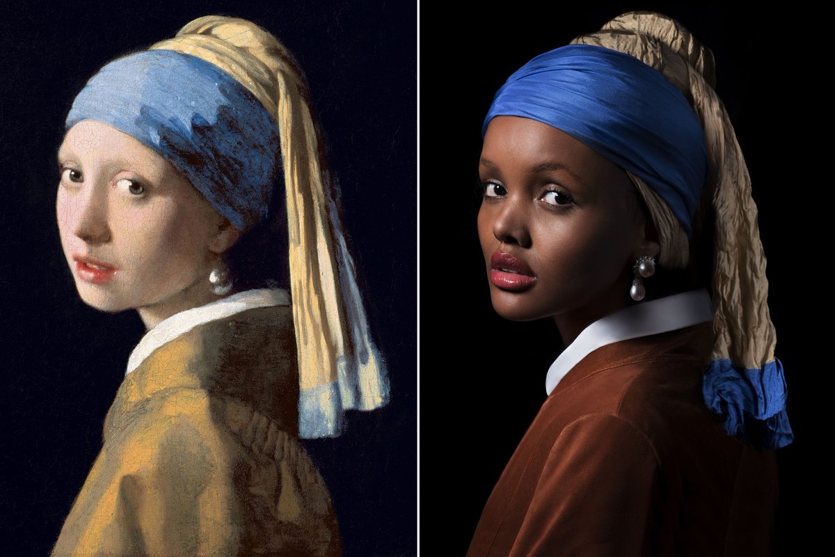 FashionWeek's tweet photo. Need a last minute #Halloween costume? @HarpersBazaarUS recreated some of the most iconic paintings with the groundbreaking models of today. https://t.co/8QXlu6KYDF