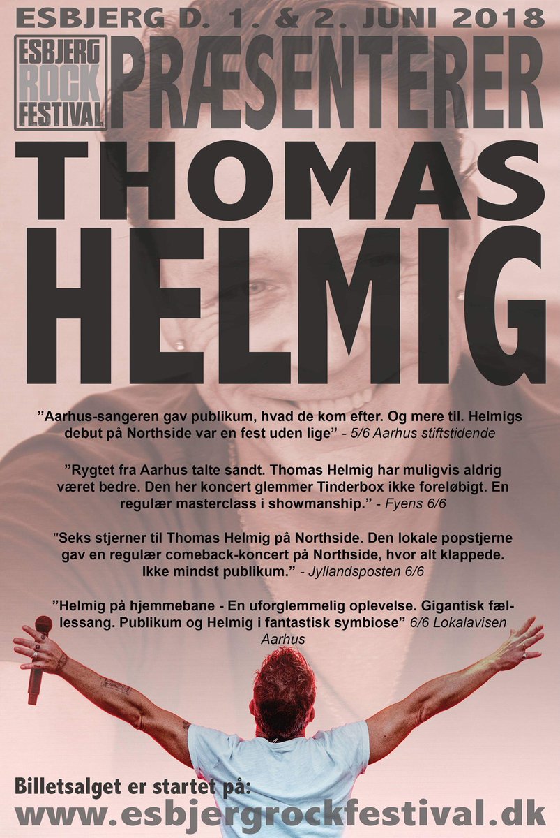 EsbjergRock's tweet photo. Thomas Helmig​ kommer til Esbjerg Rock Festival 2018!! Køb dine billetter allerede nu på https://t.co/ER0xW2pJFJ https://t.co/z2IHQULK71