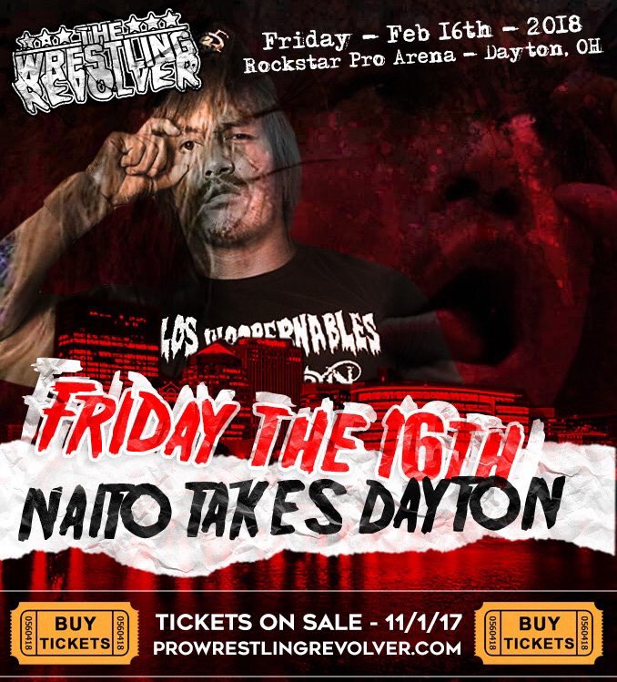 PWRevolver's tweet photo. 75RT: and we'll announce NAITO's opponent for 2/16/18 #NaitoTakesDayton! https://t.co/J43Uq7Wkdj