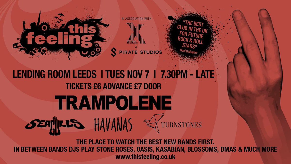This Feeling (@this_feeling) on Twitter photo #1weektonight <a href="/Trampolene_Band/">T R ฮ M P O L E ะ E</a> kick off week 2 of their UK tour in Leeds at @TomLendingRoom (tix link in bio) #1weektonight <a href="/Trampolene_Band/">T R ฮ M P O L E ะ E</a> kick off week 2 of their UK tour in Leeds at @TomLendingRoom (tix link in bio)