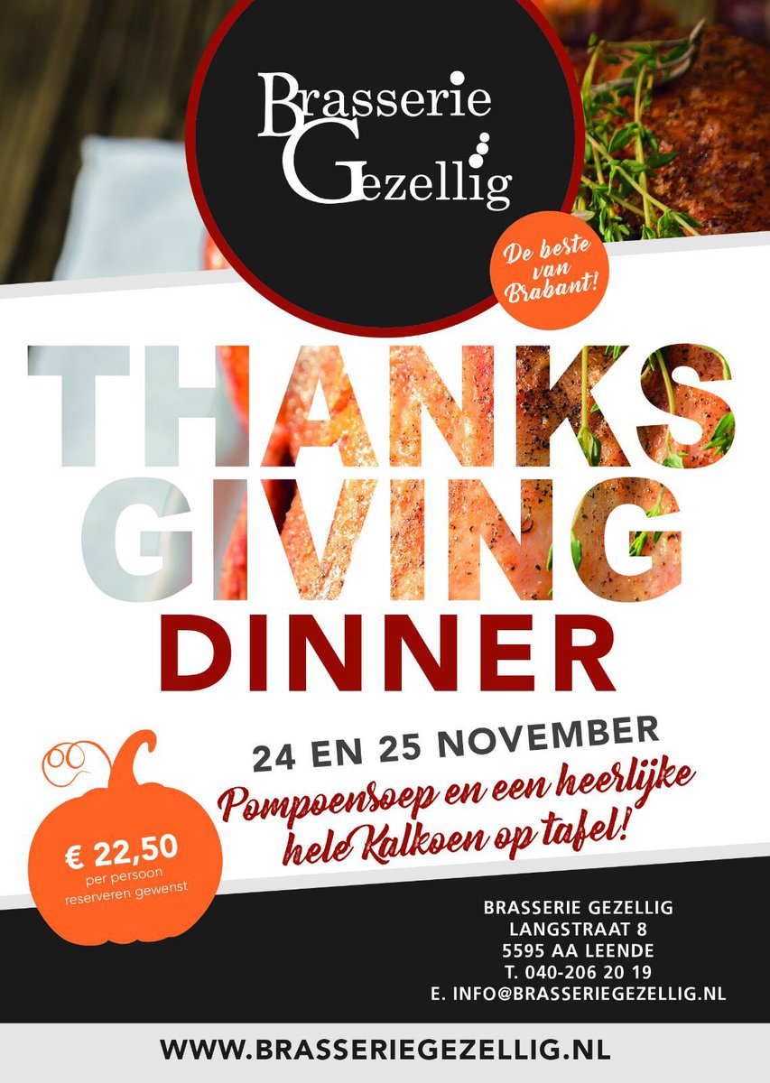24 en 25 november! Thanksgiving bij gezellig!!!