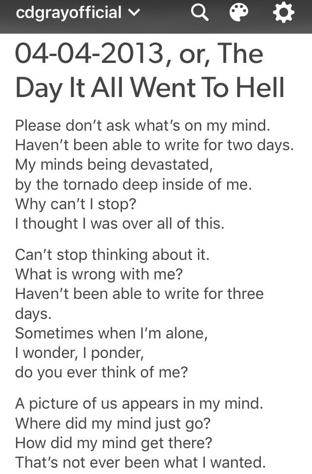 CDGray_author's tweet photo. #TheDayItAllWentToHell #CDGray #FreeVerse 1/? https://t.co/WW0DhhF5Ox
