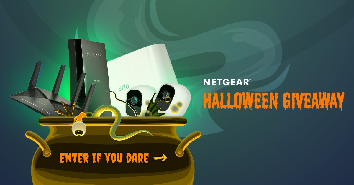 NETGEAR's tweet photo. Stop by our haunted homepage for your last chance to WIN a treat or be tricked! To Enter: https://t.co/MhYGCK0g2m
#NetgearTrickOrTreat https://t.co/cd0HyTYys6