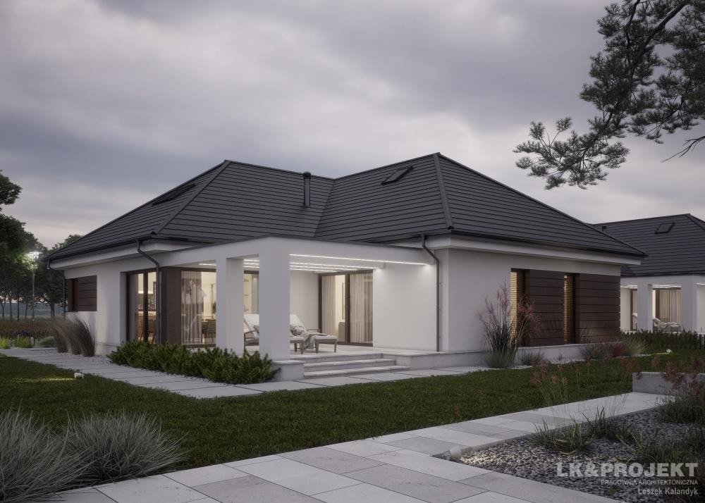 LKProjekt's tweet photo. LK&amp;1332 to projekt domu z poddaszem użytkowym, który doskonale wygląda również w zespole zabudowy jednorodzinnej. 🏡 😊 https://t.co/ZfzDQ7UvlF