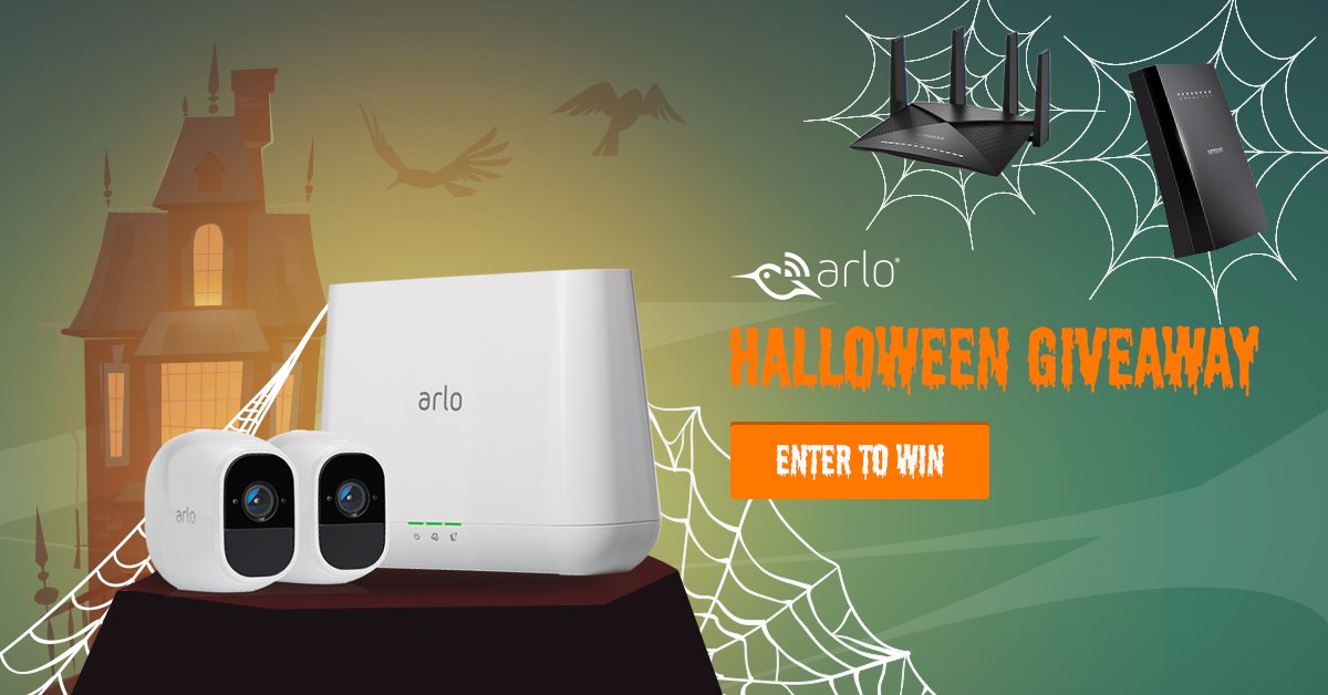 ArloSmartHome's tweet photo. Don’t forget, today is the last day to enter the @NETGEAR Trick-or-Treat Giveaway! To Enter: https://t.co/tqjR49fsFJ
#NetgearTrickOrTreat https://t.co/Pe7fuNhH18