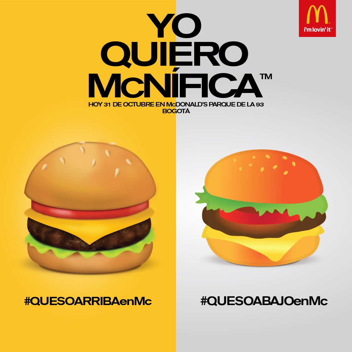 McDonaldsCol's tweet photo. La discusión se tomó el mundo y solo la puedes resolver en McDonald's ¿Cuál vas a pedir? #QuesoArribaEnMc o #QuesoAbajoEnMc https://t.co/JNqi7DwSwx