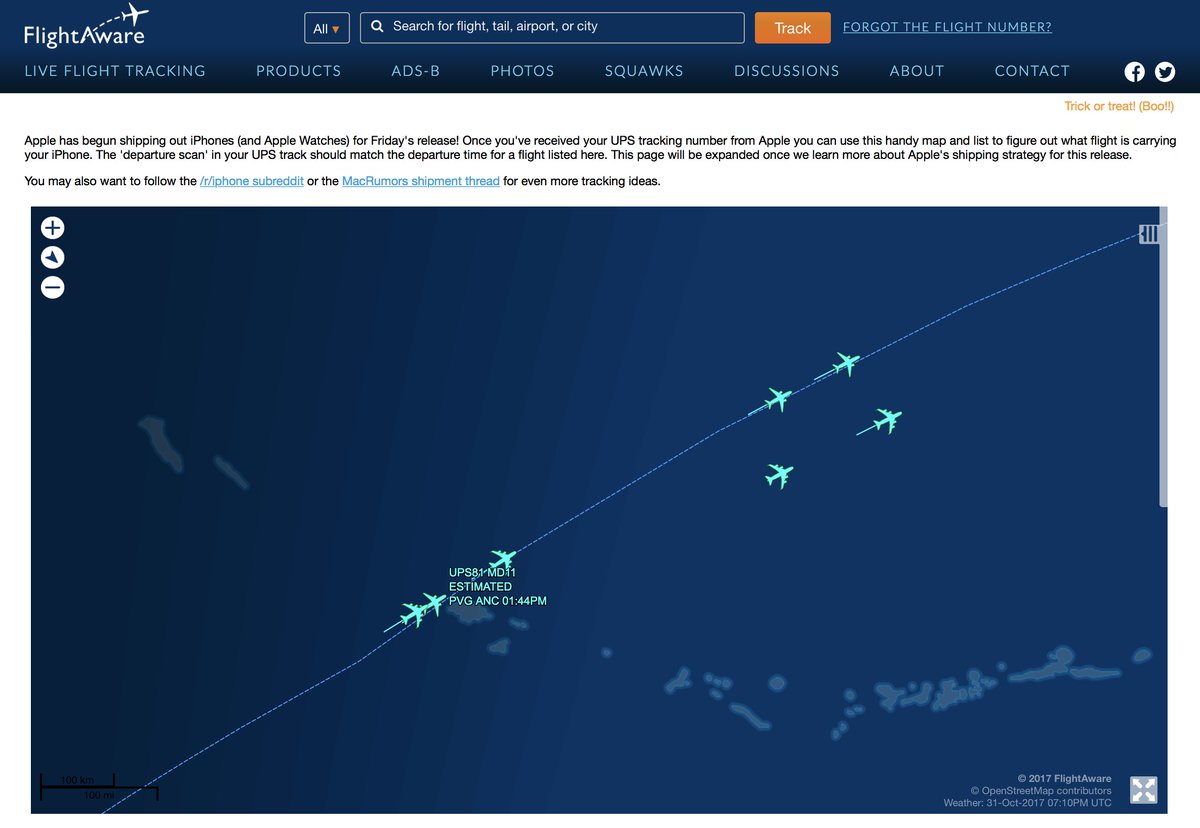 Assuming roughly 300,000 iPhones fit a 747-8F, this group of planes near Alaska alone is currently hauling $2,100,000,000 worth of iPhones.