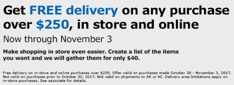 FREE DELIVERY - Now through 11/3!