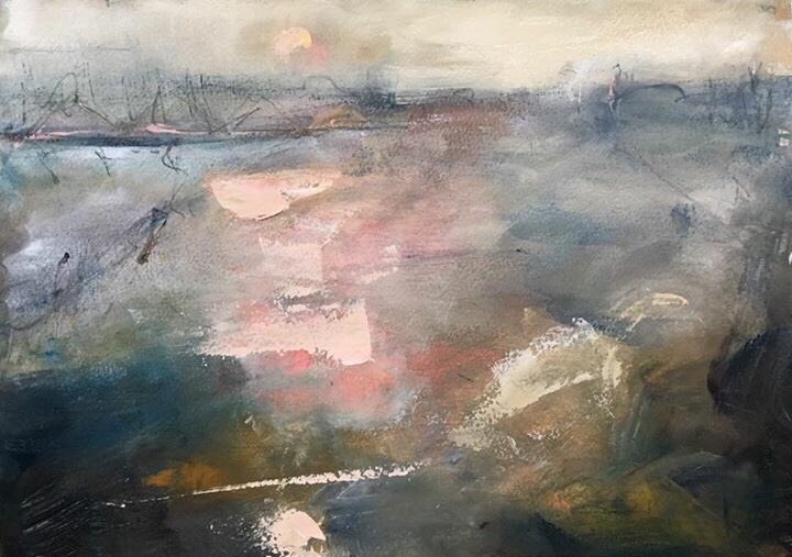 marks_lucy's tweet photo. 'Evening Falls,Chelsea ' watercolour x https://t.co/niFk7fGCYc