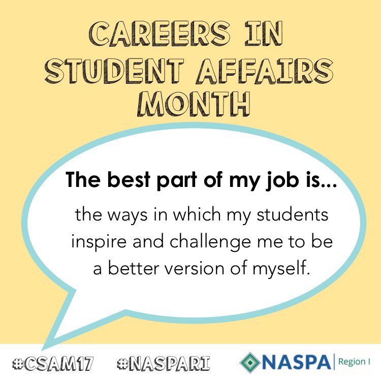 NASPA_R1's tweet photo. Students influence us more than they realize #CSAM17 https://t.co/Yvc4ZBbwnT