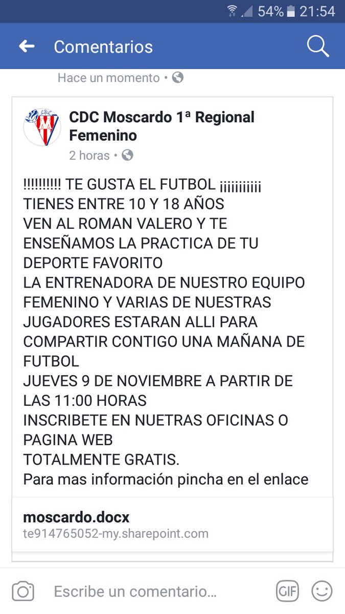 cdcmoscardofem's tweet photo. Futbol femenino
Gratis niñas de 10 a 18 años
@AreaChicaCOPE
@20m https://t.co/JJbKcm0GiO