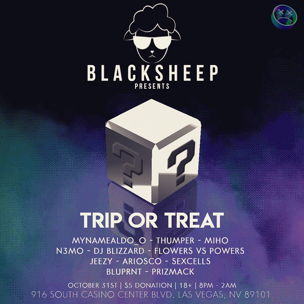 BlackSheepRave's tweet photo. Tonight ‼️💀 FULL LINE UP 🎶
5 $ Donation - ALL proceeds will go to the victims of the Las Vegas shooting ❤️ #VegasStrong #BlackSheepRave https://t.co/Tikj2XvVFn