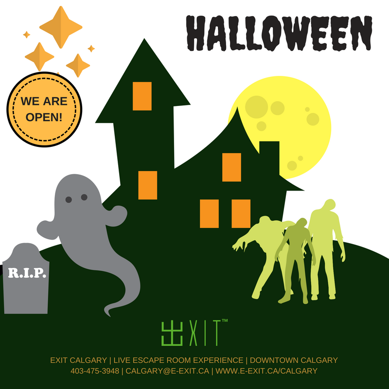 ExitCalgary's tweet image. Halloween: Dress up &amp;amp; Check in for 20% off normal admission prices
(must show proof of check-in on Facebook or Instagram)
Call 403-475-3948