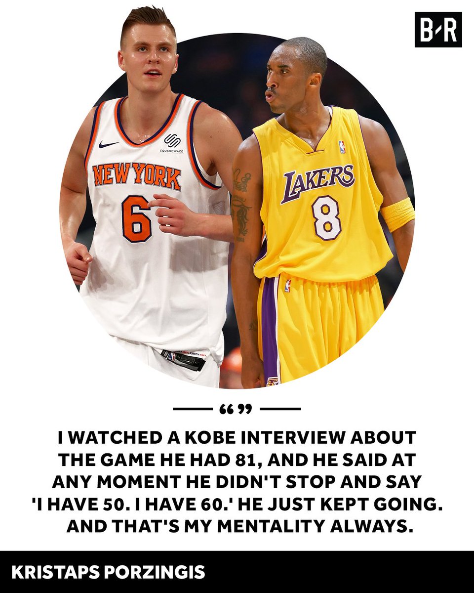 BleacherReport's tweet photo. The Mamba Mentality has influenced Porzingis. https://t.co/CRZEfve2Jq