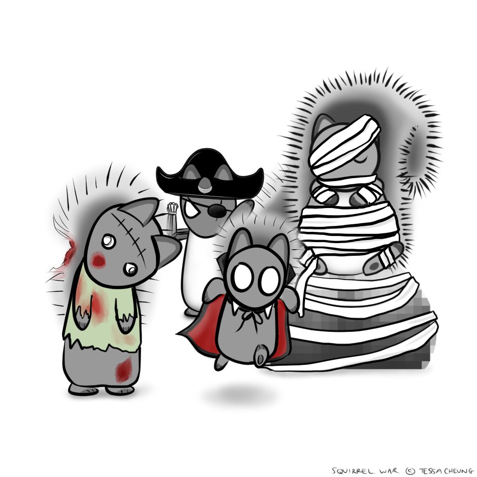 Squirrel_Pip's tweet photo. #HappyHalloween from the #squirrels! #SquirrelWar https://t.co/AwZc8AFOyf