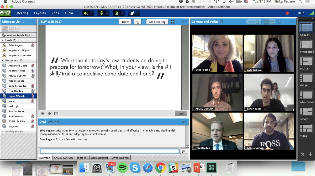 erikaconcetta's tweet photo. Thx @LawWithoutWalls stars @FredHeadon @AndrewArruda for answering tough Qs + inspiring tomorrow's lawyers in our @IEuniversity class today! https://t.co/vHAQ50a353