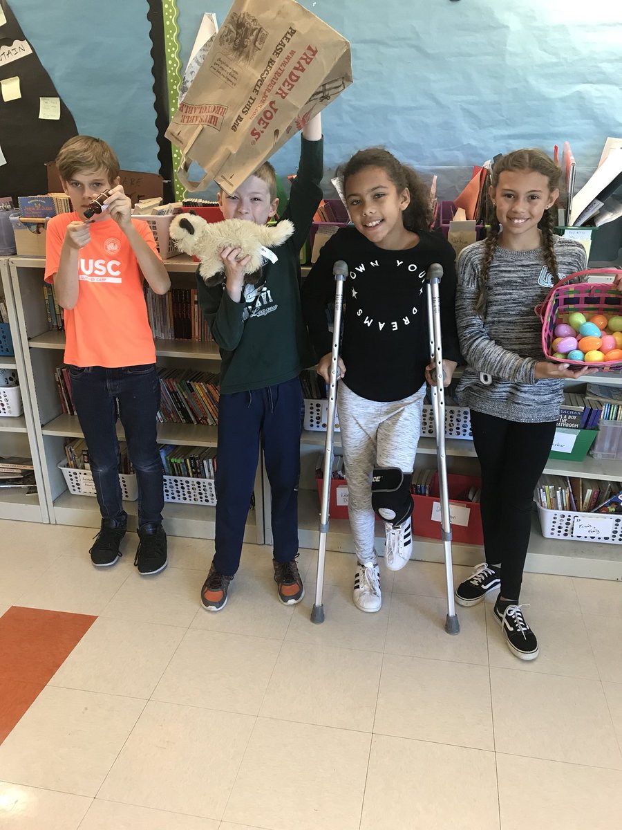 Idiom Day! Taste of your own medicine, cat out of the bag, break a leg and eggs in one basket.