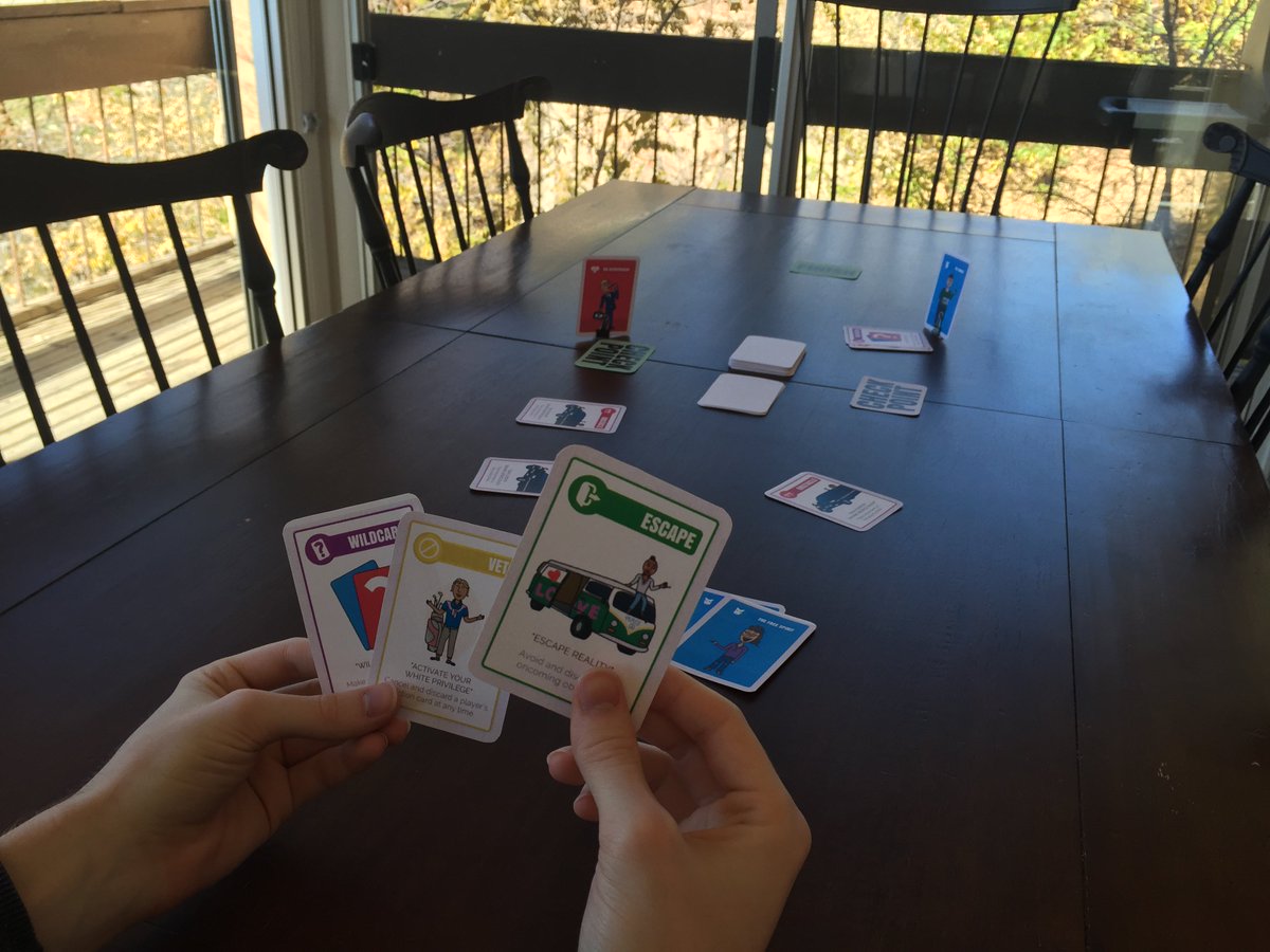 LibsvsConsUS's tweet photo. Happy Halloween from the Libs vs Cons team! To celebrate, here's a sneak peek at our prototype. (lots of temporary artwork) #cardgame https://t.co/IwRRxUK79p