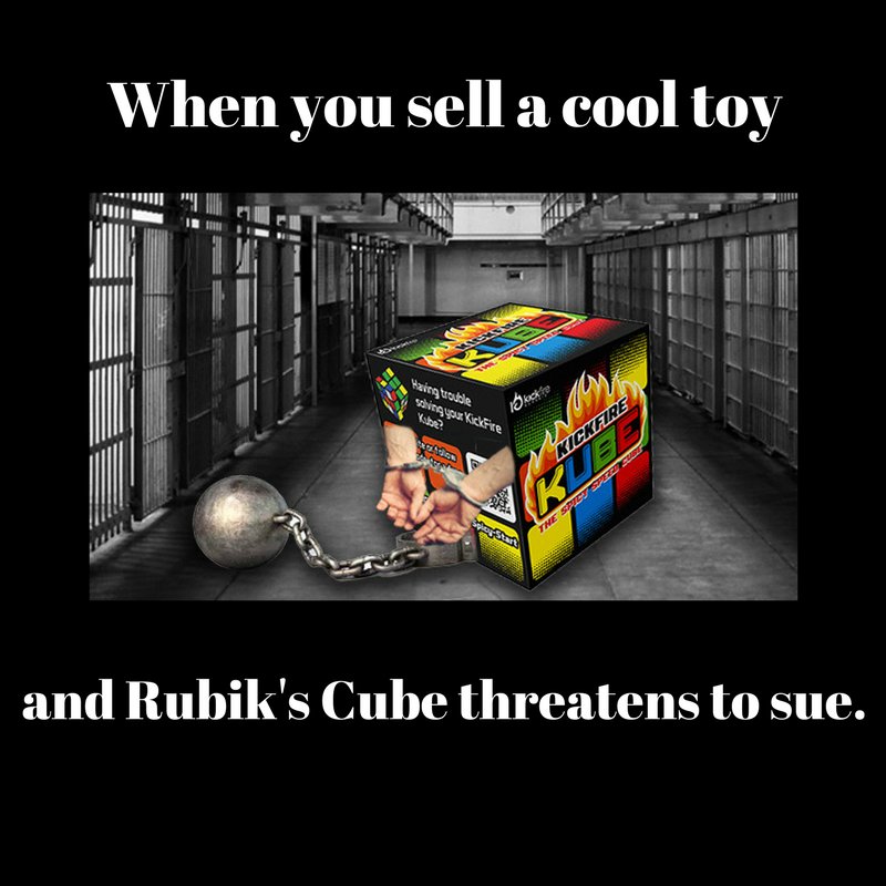 KickFireClassic's tweet photo. Rubik's Cube sent us a cease and desist order. #goodbykube #rubikscube #itwasjustatoy https://t.co/9HsNYqDfry