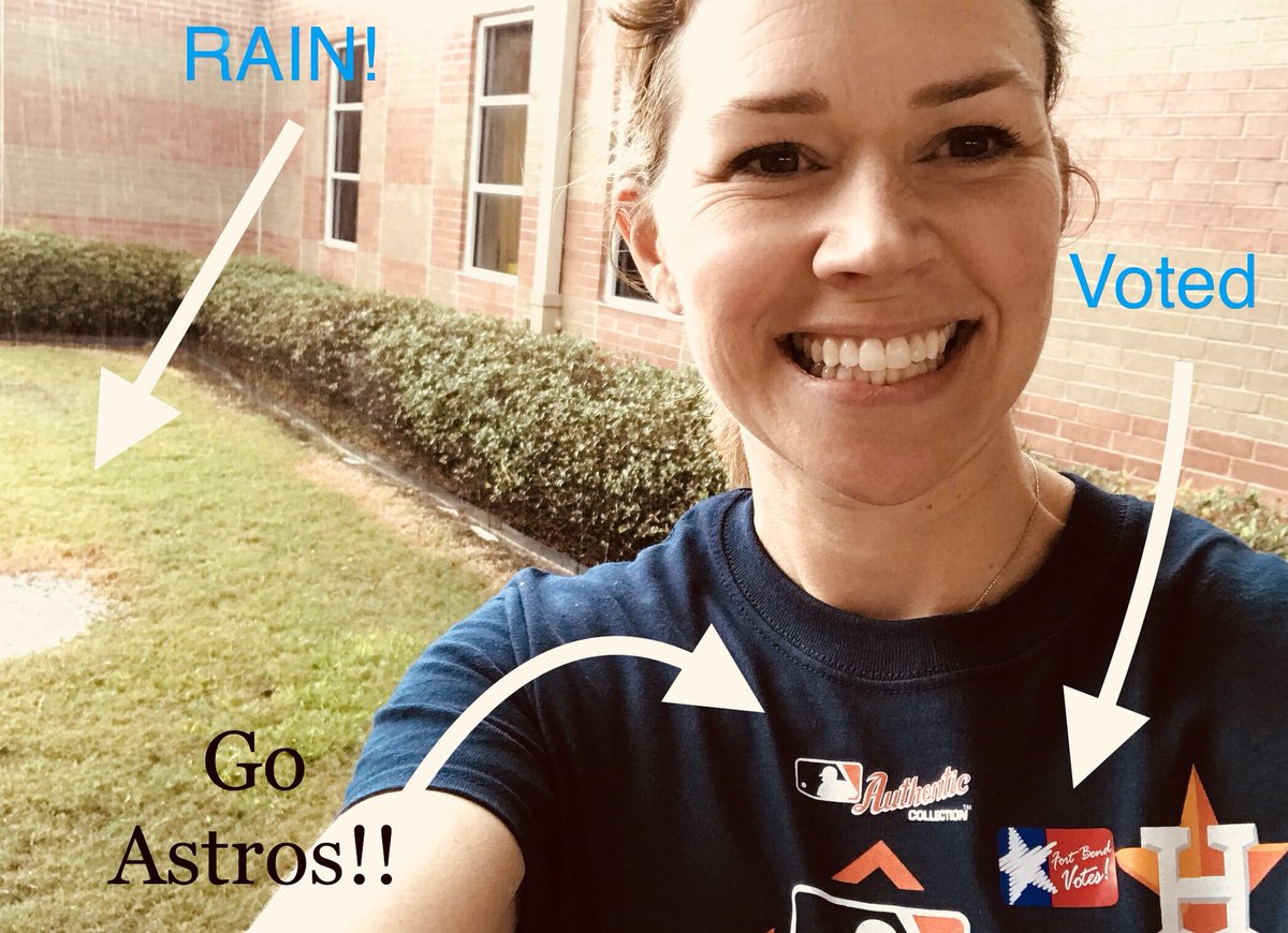 In the rain. On Halloween. Voted. Go Astros! <a href="/KatyISDSupt/">katyisdsupt</a> <a href="/RRErhinos/">RRErhinos</a> <a href="/gwencoffeytalk/">Gwen Coffey</a>