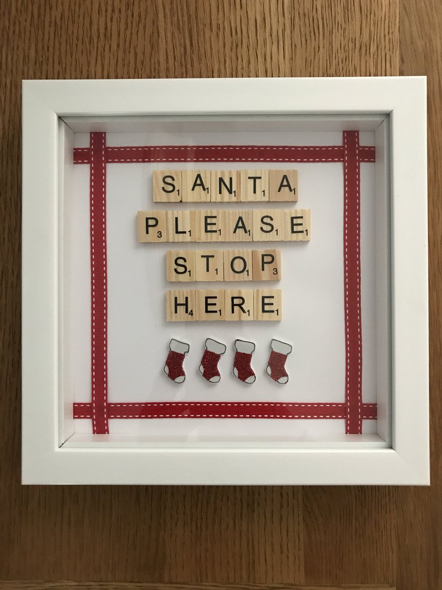 nellieandferret's tweet image. Not long until Santa is here! #WetherbyHour #handmade #scrabbleframes #craft #christmas