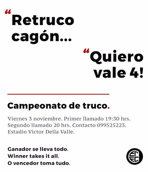 Rejunteoficial's tweet photo. Vení este viernes a jugar al truco, aprender inglés y ponerte poético.

19:30 en el Della Valle. $500 la pareja. Gana y llévate todo https://t.co/9u2xBiiK3g