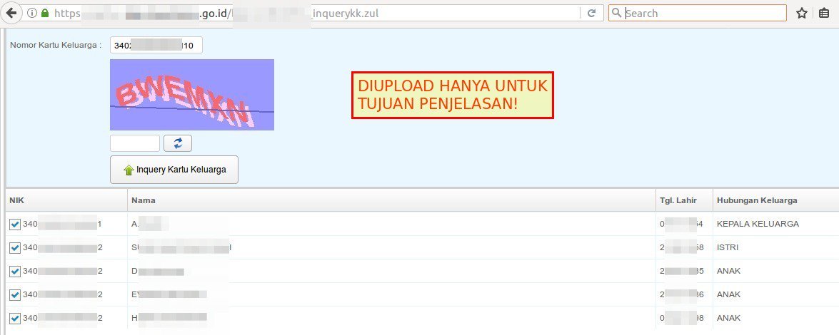 JejaringOrg's tweet photo. 12. Ini dia! Di web milik pemerintah ini, publik dengan mudah bisa input no.KK random dan mendapat NIK milik orang lain. #ProblemRegSIMcard https://t.co/O8IDSHoTh6