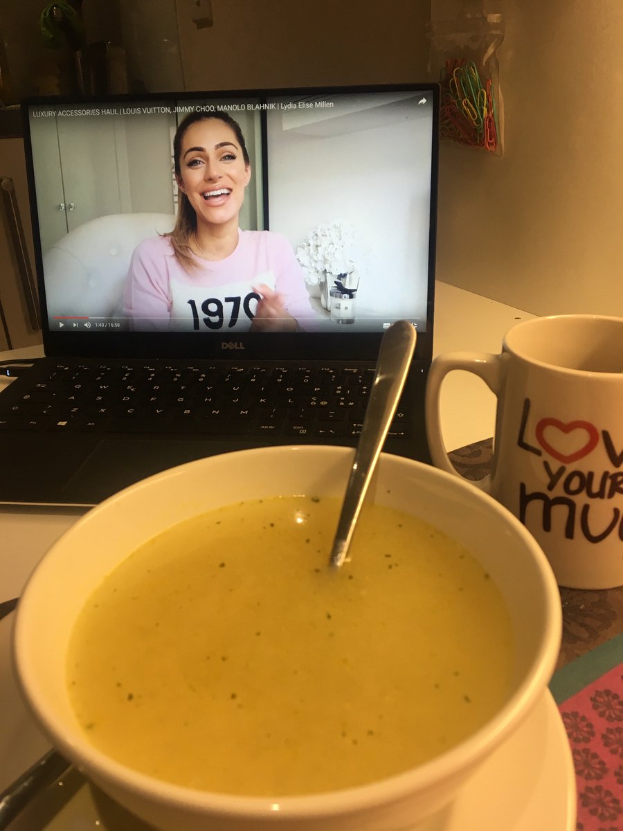 lavpenni's tweet photo. Not going out for Halloween because I’m sick.... but I have @LydiaEmillen to brighten my night ✨ #athomewithlydia #soupandtea https://t.co/M2cydQxmxq
