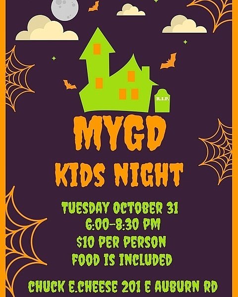 MYGD's tweet image. DON'T FORGET MYGD kids night is  tonight!! All ages are welcome🎃