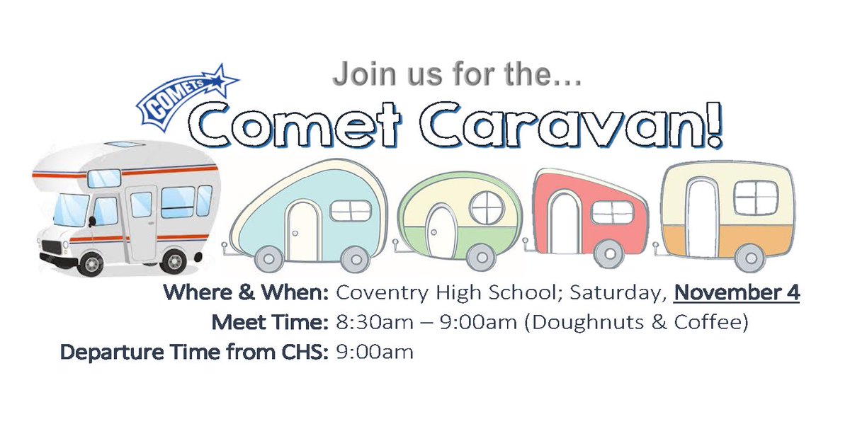 BloughB2's tweet photo. Comet Caravan!! 🚗🚕🚙🚌🚐Join us Saturday morning for a trip to the board of elections for early voting. #supportcoventry https://t.co/wdmuVUE8sY