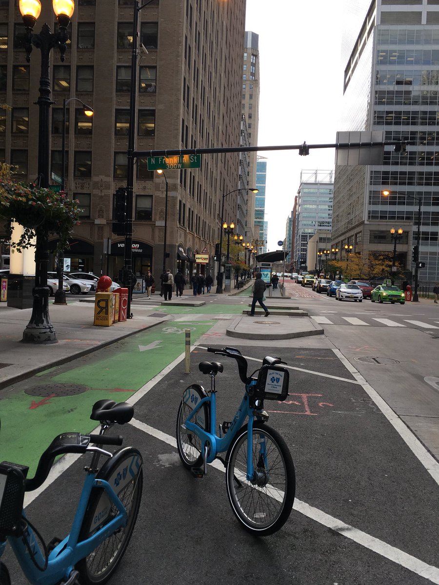 HeiserDebra's tweet photo. Our bikeshop this afternoon touring the bicycle infrastructure in the Loop. #NACTO2017 https://t.co/cL8JrBORma