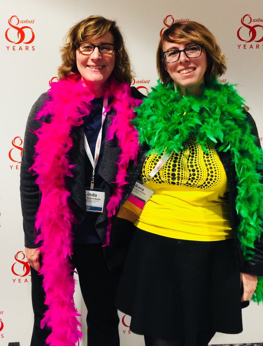 ASIST_UCLA's tweet photo. Linda R-B, central LAPL librarian and me (@SaraBond) holding down the LA contingency at #asist2017. Thanks @lacasist for why I’m here! https://t.co/GqGjPoPMtc