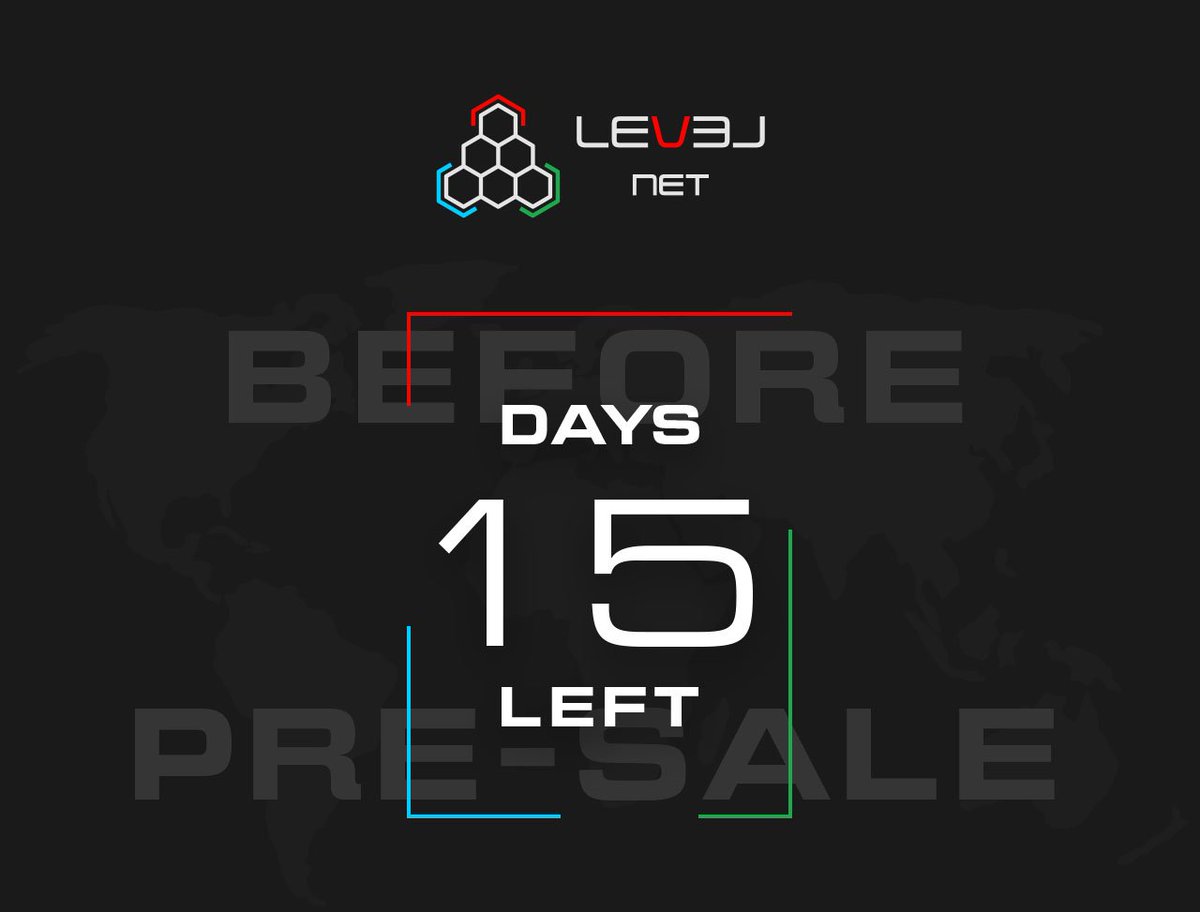 LevelNet Token Pre-Sale starts in 15 days! Visit levelnet.co for information.

#blockchain #bitcoin #ethereum #cryptocurrency