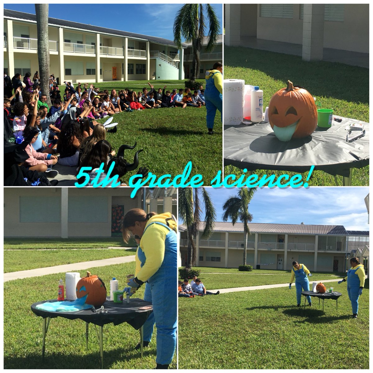 JSRK8Center's tweet photo. Our 5th grade teachers taking advantage of the weather! Halloween + Science = Fun learning experiment! @MiamiSup #MDCPS #mdcpsscience https://t.co/pR2K8ohq0z