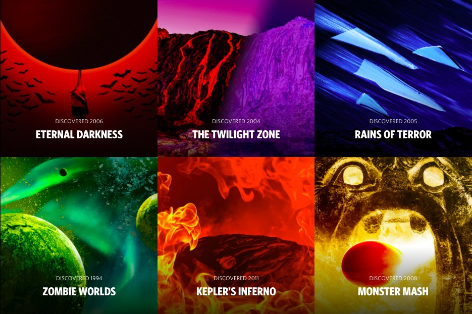 NASA's tweet photo. From eternal darkness to zombie worlds, explore these planets of horror beyond our solar system: https://t.co/pLlQmZqtkR Happy Halloween! https://t.co/BkbtiyaWNl