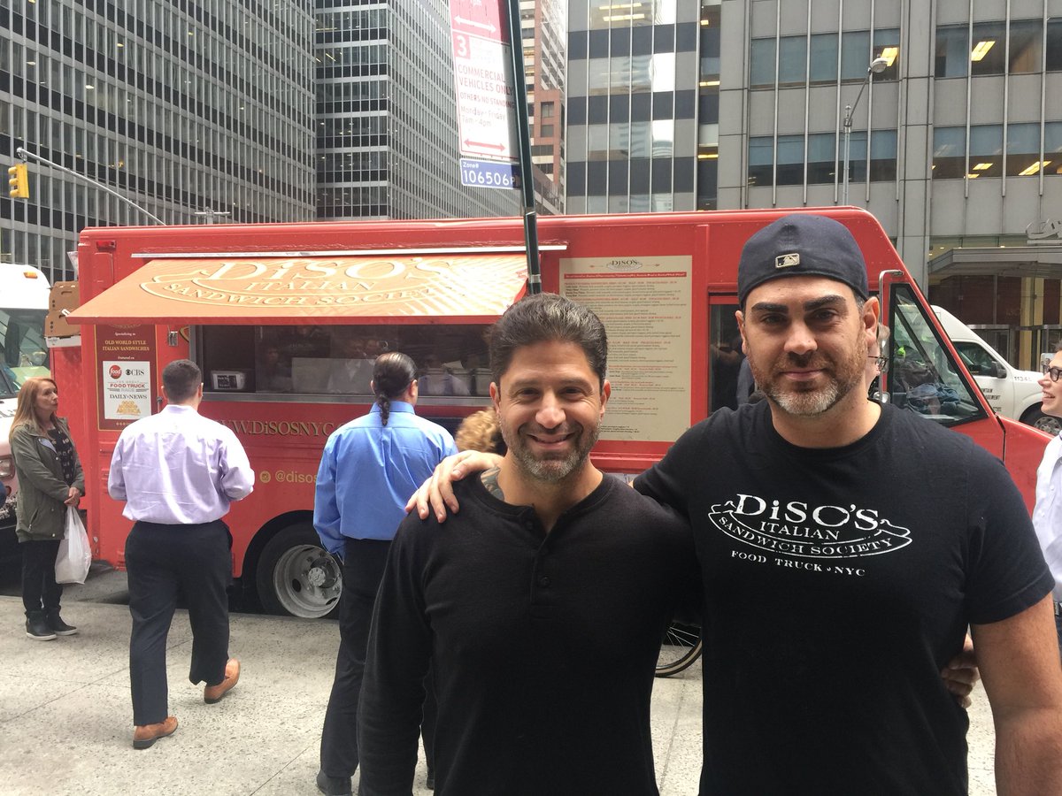 truegritfilms's tweet photo. 🇺🇸🇮🇹 “Joey Nap” @joeythenap w/ @disosnyc owner “Adam Diso” in NY 2017. #TrueGritFilms #italiansandwich #nyc #disos #foodtruck #joeynap https://t.co/ytsGiidy16